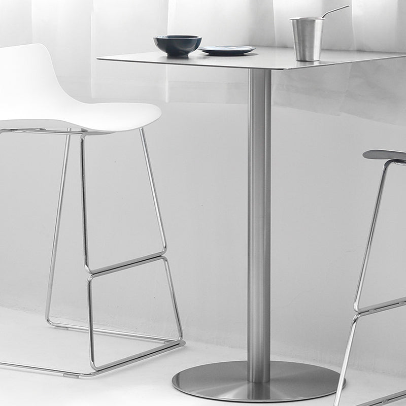 Industrial Stainless Steel Bar Table Silver Round and Square Bar Stool Table