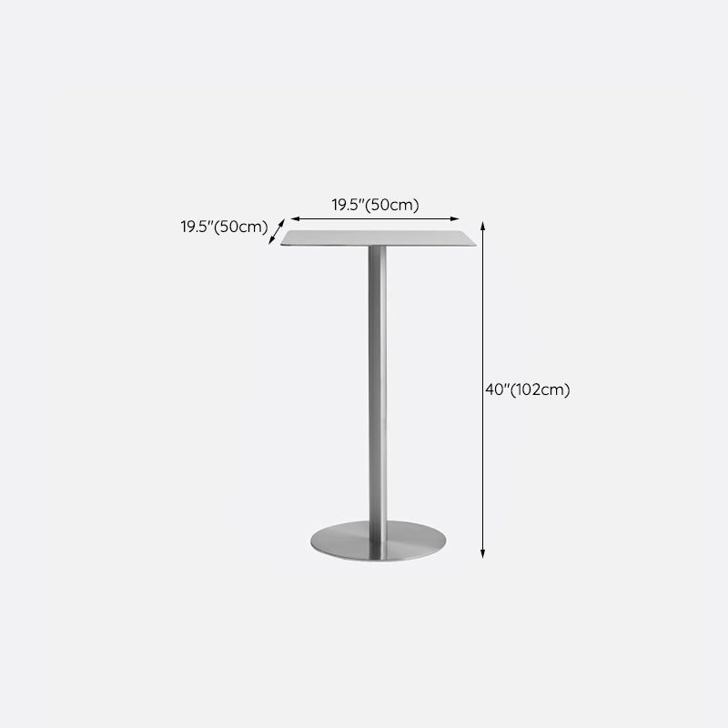 Industrial Stainless Steel Bar Table Silver Round and Square Bar Stool Table