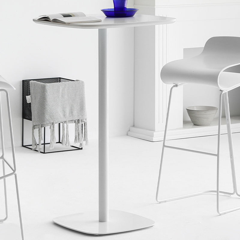 Square Bar Table in Metal and Wood Glam Bar Table with Pedestal Base