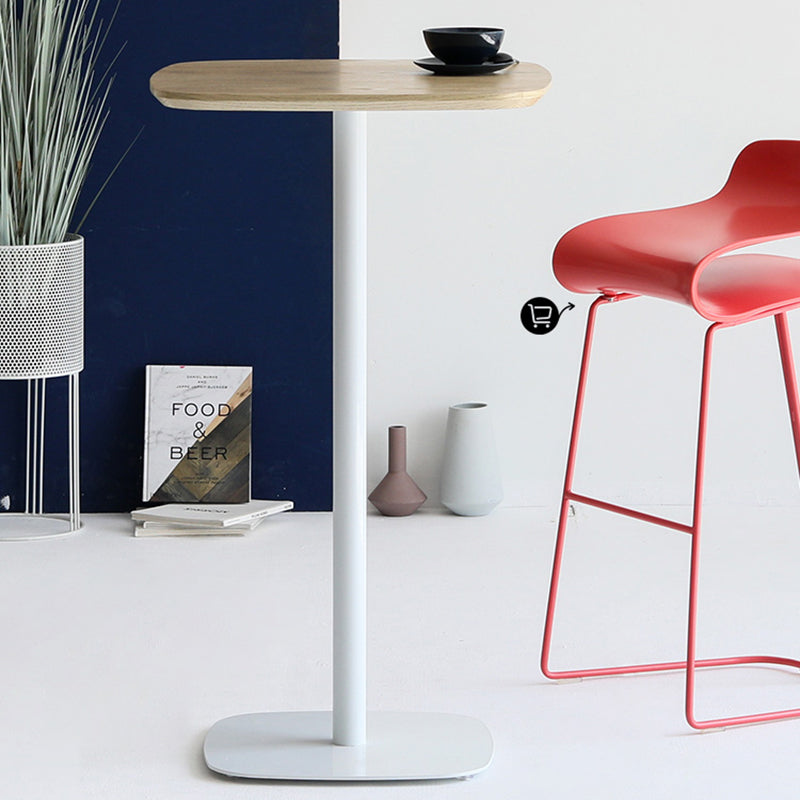 Square Bar Table in Metal and Wood Glam Bar Table with Pedestal Base