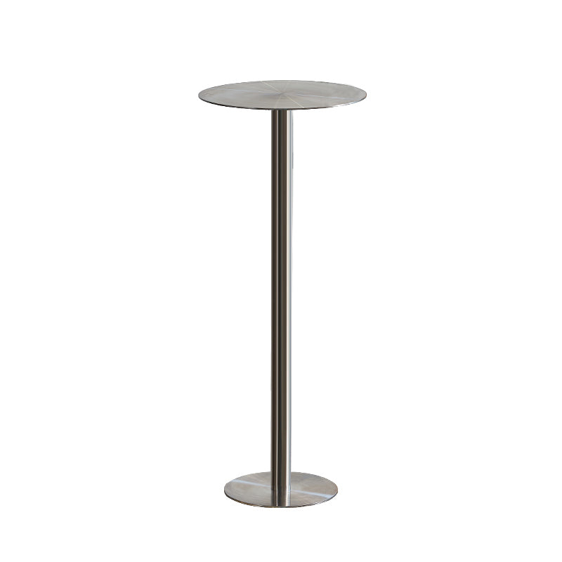 Industrial Pedestal Bar Table 43.3"H Metal Bistro Bar Desk in Silver