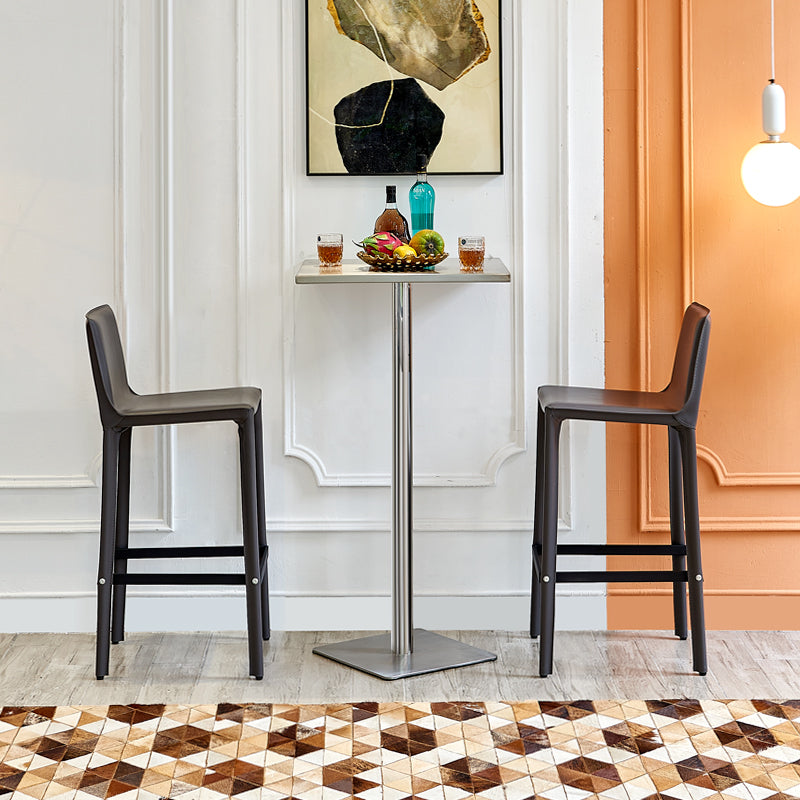 Industrial Pedestal Bar Table 43.3"H Metal Bistro Bar Desk in Silver