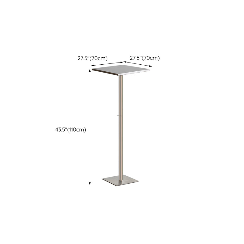 Industrial Pedestal Bar Table 43.3"H Metal Bistro Bar Desk in Silver