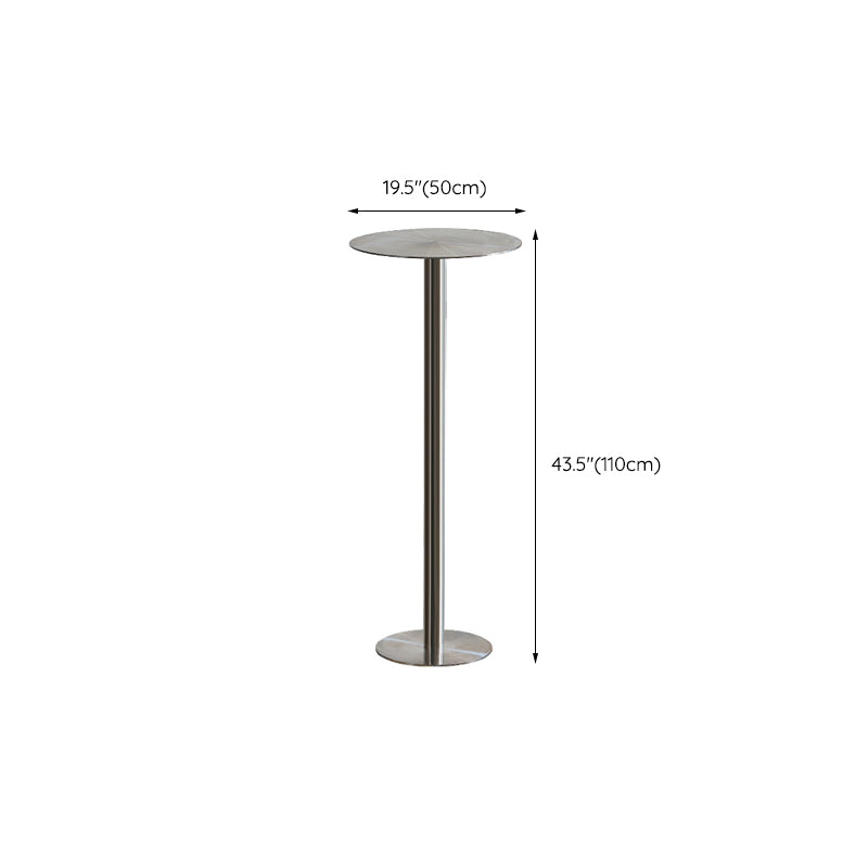 Industrial Pedestal Bar Table 43.3"H Metal Bistro Bar Desk in Silver