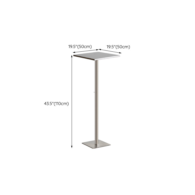 Industrial Pedestal Bar Table 43.3"H Metal Bistro Bar Desk in Silver