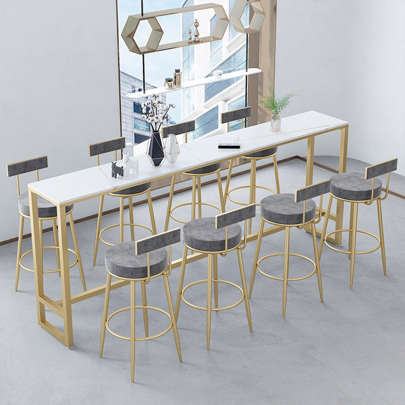 Rectangle Sintered Stone Bar Table Trestle Base Dining Table for Kitchen Living Room