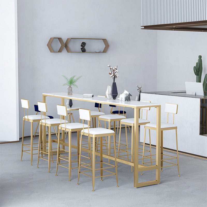 Rectangle Sintered Stone Bar Table Trestle Base Dining Table for Kitchen Living Room