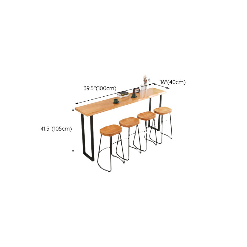 Rectangle Solid Wood Bar Table Sled Base Dining Table for Kitchen Livi