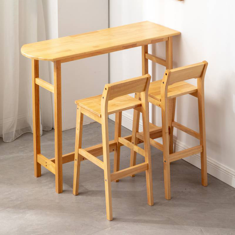 Industrial Solid Wood Bar Table Trestle Base Bar Table for Dining Room