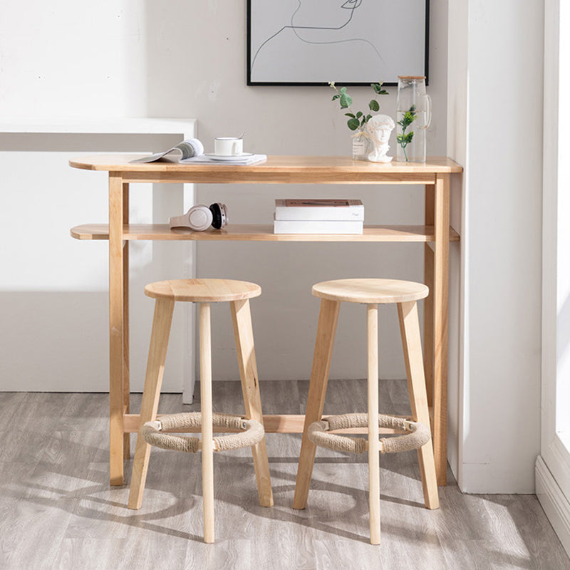 Industrial Solid Wood Bar Table Trestle Base Bar Table for Dining Room