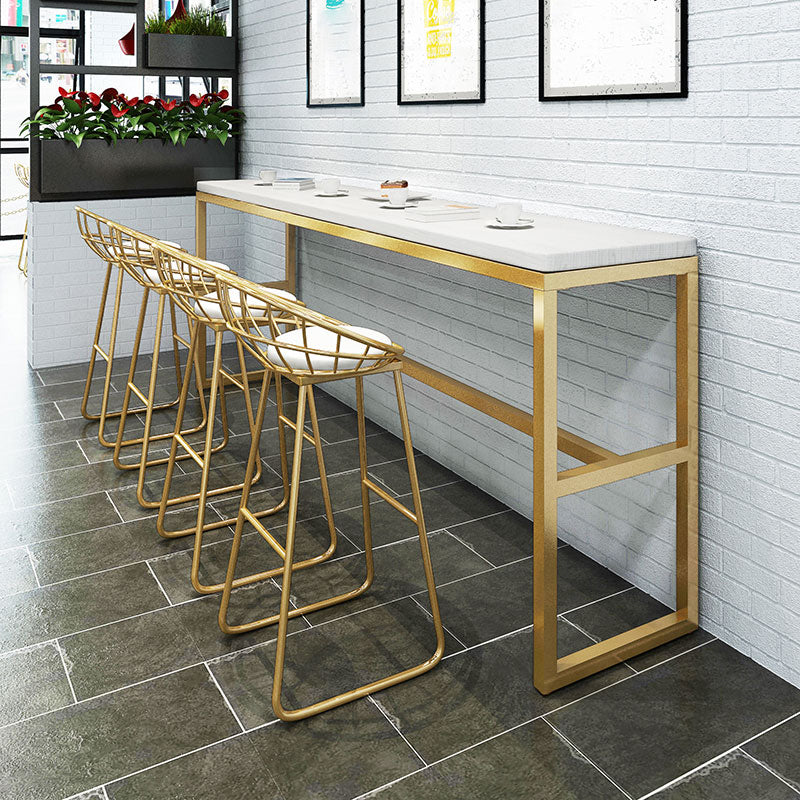Glam Iron Base Bar Table Indoor Solid Wood Bar Table for Dining Room