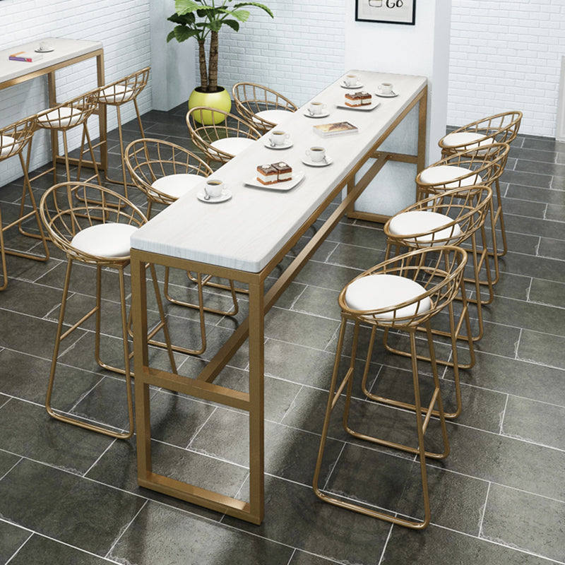 Glam Iron Base Bar Table Indoor Solid Wood Bar Table for Dining Room