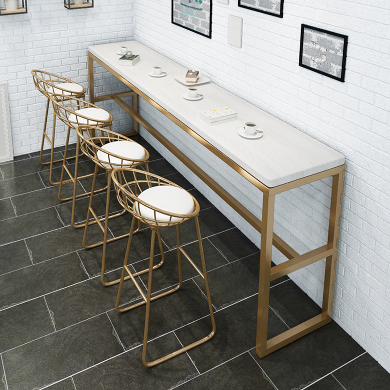 Glam Iron Base Bar Table Indoor Solid Wood Bar Table for Dining Room