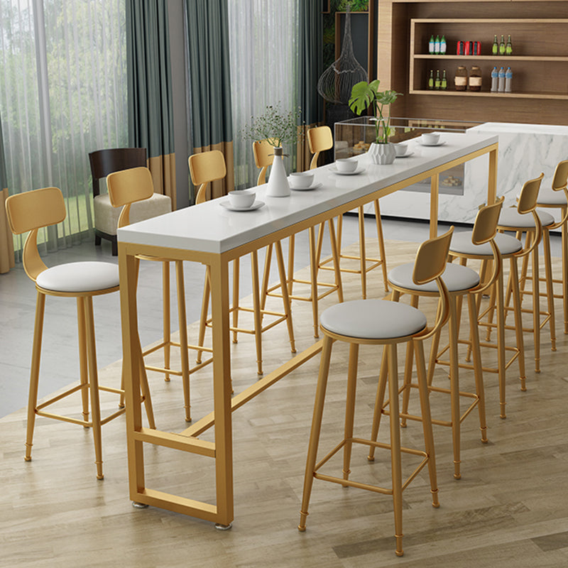 Solid Wood Bar Table Gold and Metal Base Bar Table for Kitchen Living Room