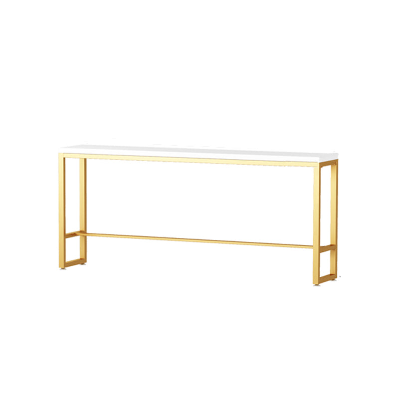 Solid Wood Bar Table Gold and Metal Base Bar Table for Kitchen Living Room