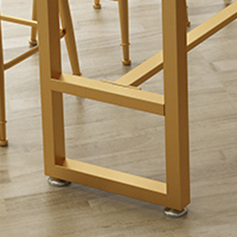 Solid Wood Bar Table Gold and Metal Base Bar Table for Kitchen Living Room