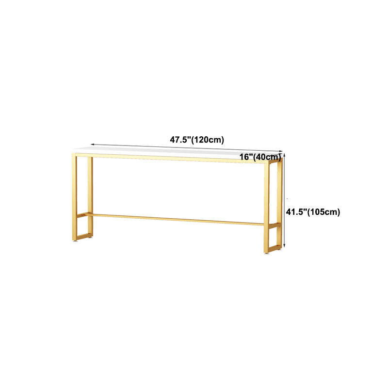 Solid Wood Bar Table Gold and Metal Base Bar Table for Kitchen Living Room