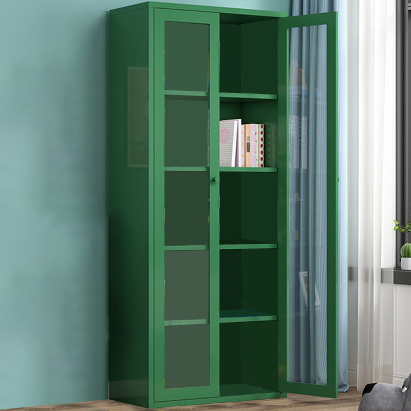 Contemporary Storage Cabinet Antique Finish Side Cabinet with Glass Paned