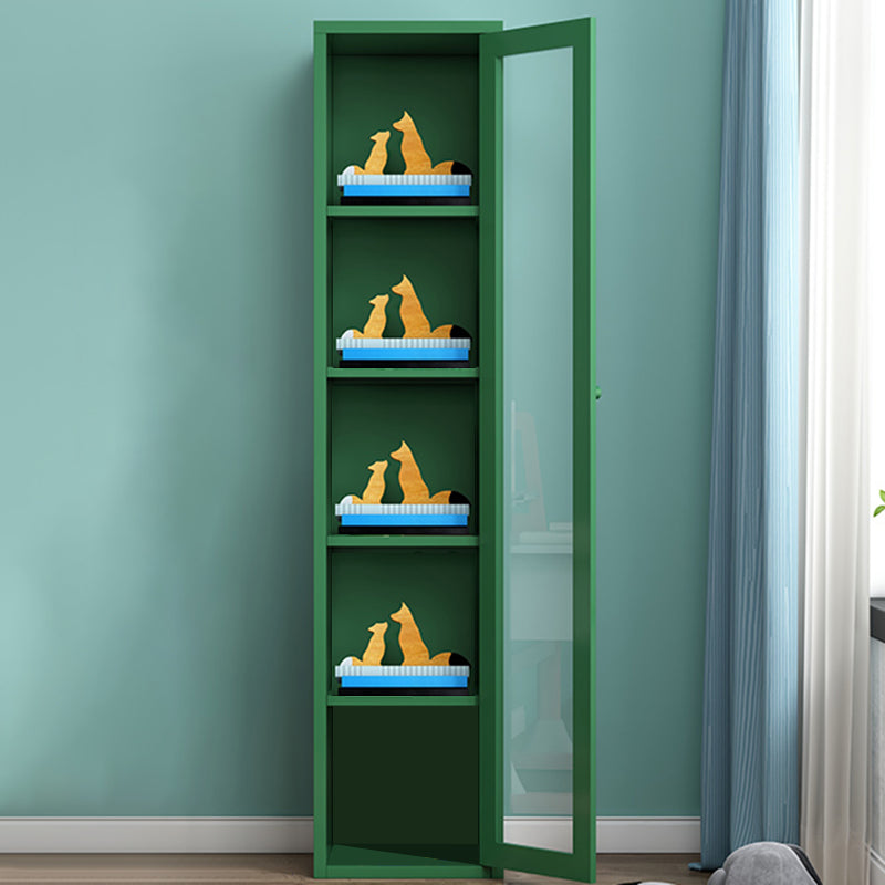 Contemporary Storage Cabinet Antique Finish Side Cabinet with Glass Paned