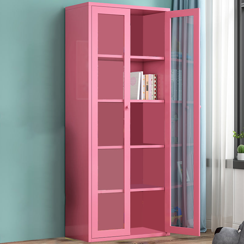 Contemporary Storage Cabinet Antique Finish Side Cabinet with Glass Paned
