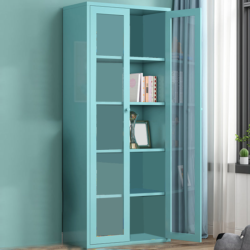 Contemporary Storage Cabinet Antique Finish Side Cabinet with Glass Paned