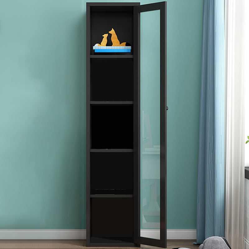 Contemporary Storage Cabinet Antique Finish Side Cabinet with Glass Paned