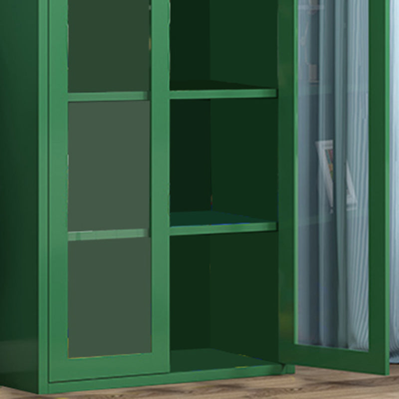 Contemporary Storage Cabinet Antique Finish Side Cabinet with Glass Paned