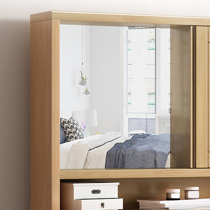 Nordic Mirrored Vanity Solid Wood Makeup Dressing Table Stool Set