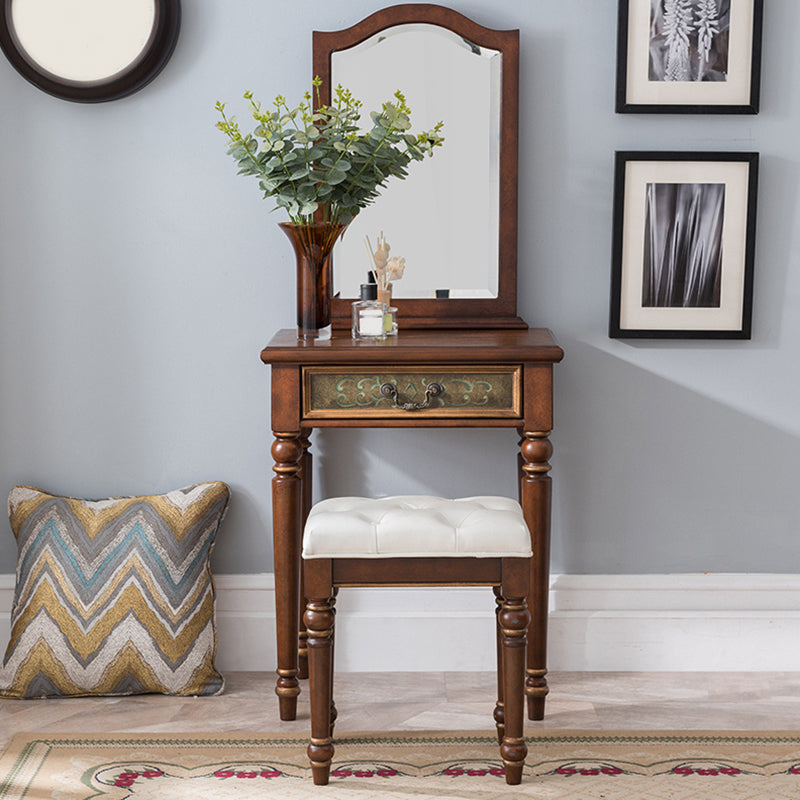 Victorian Vanity Set Solid Wood Drawers Included Makeup Dressing Table With Mirror & Stool
