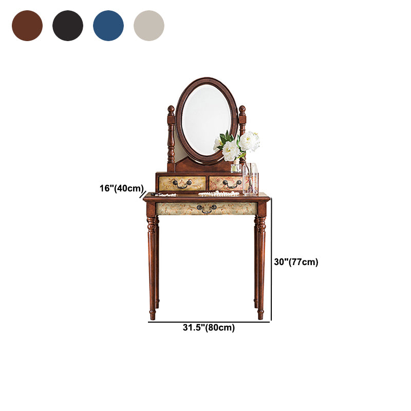 Victorian Vanity Set Solid Wood Drawers Included Makeup Dressing Table With Mirror & Stool
