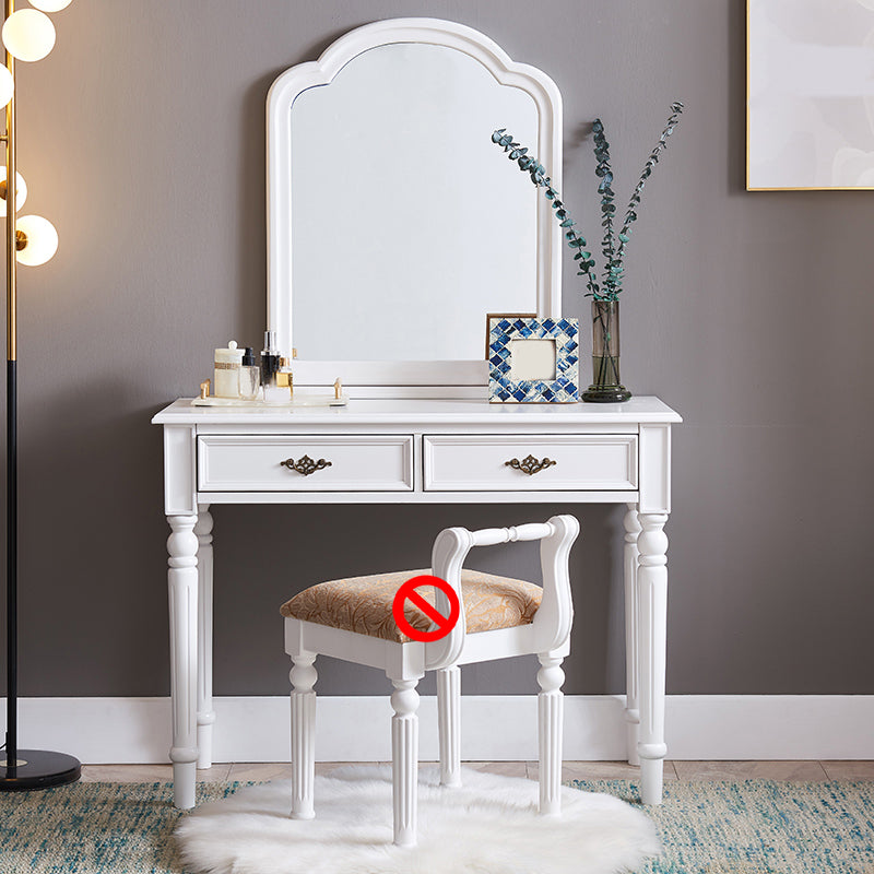 29.9" High 2-Drawer Vanity Makeup Table Set Victorian Wood Dresser in White