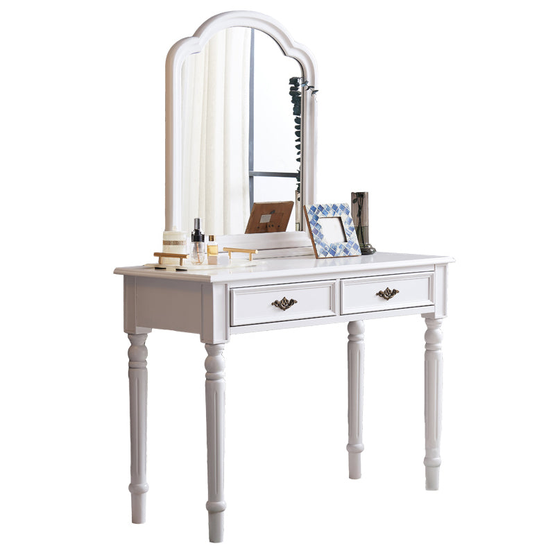29.9" High 2-Drawer Vanity Makeup Table Set Victorian Wood Dresser in White