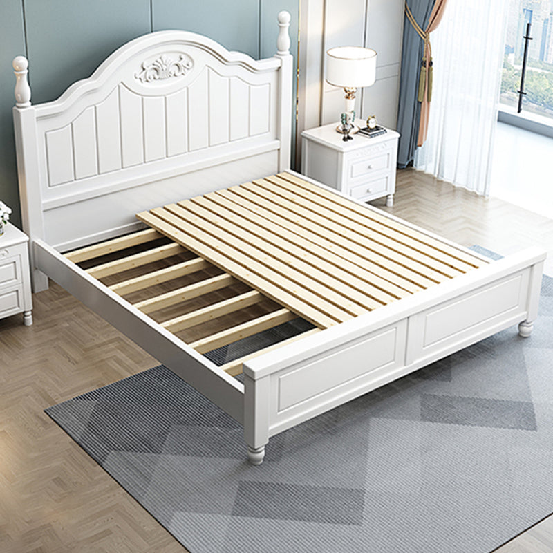 French Country Bed 83.46" Long Bed with Arched Headboard in White
