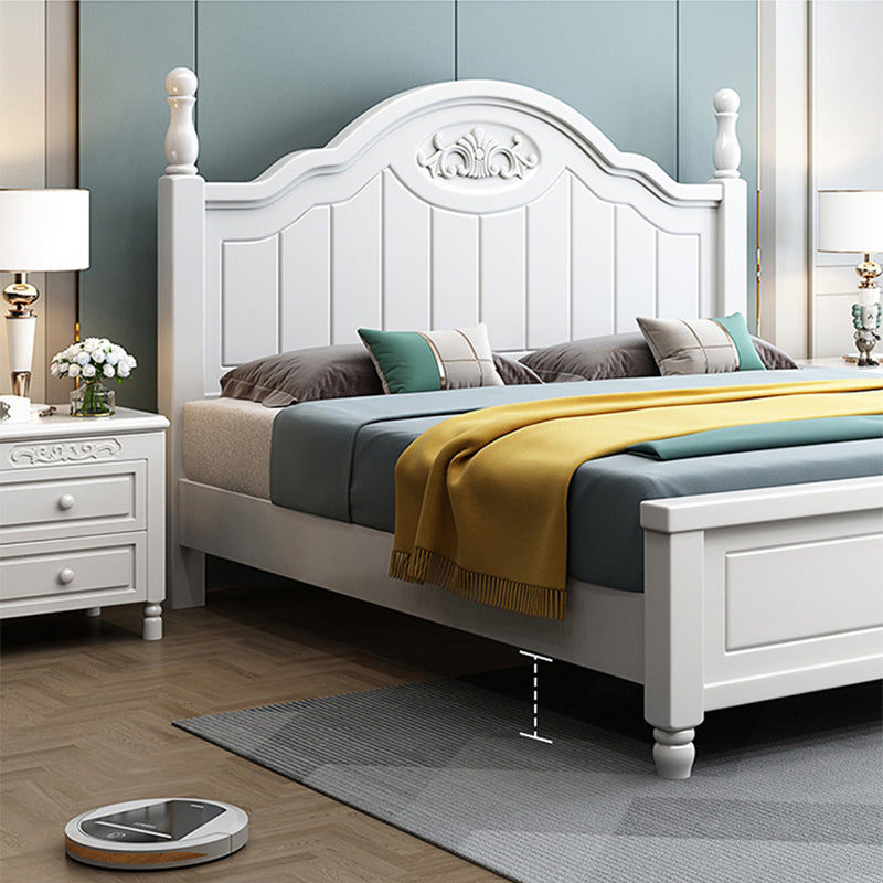 French Country Bed 83.46" Long Bed with Arched Headboard in White
