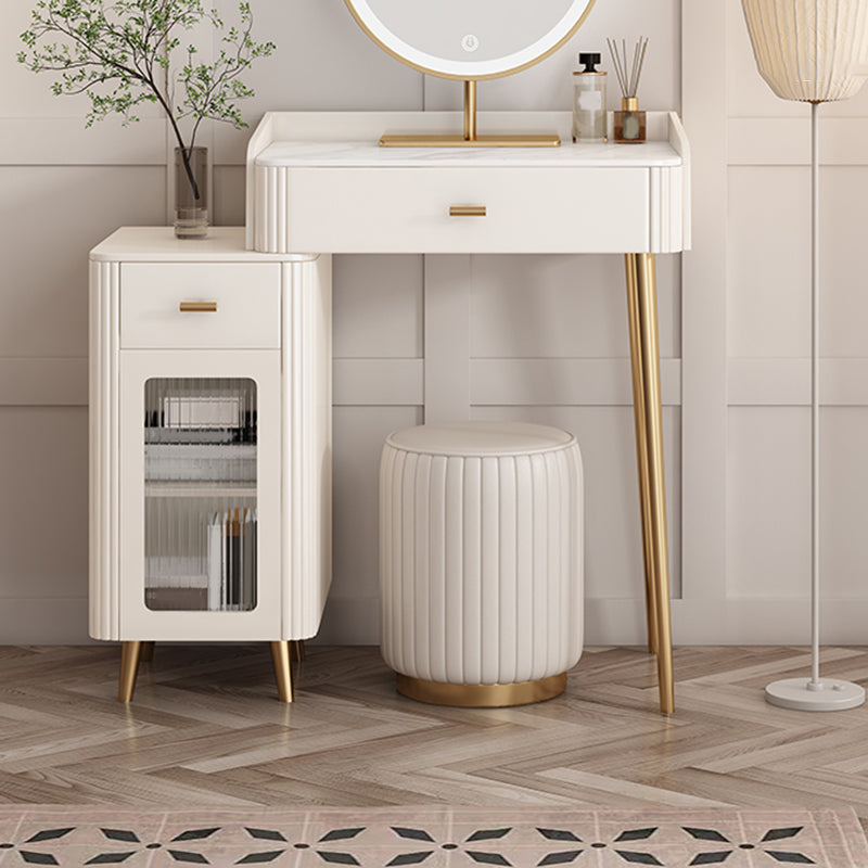 Contemporary White Slate Dresser 31.1-In High Vanity Dressing Table Set with Drawers