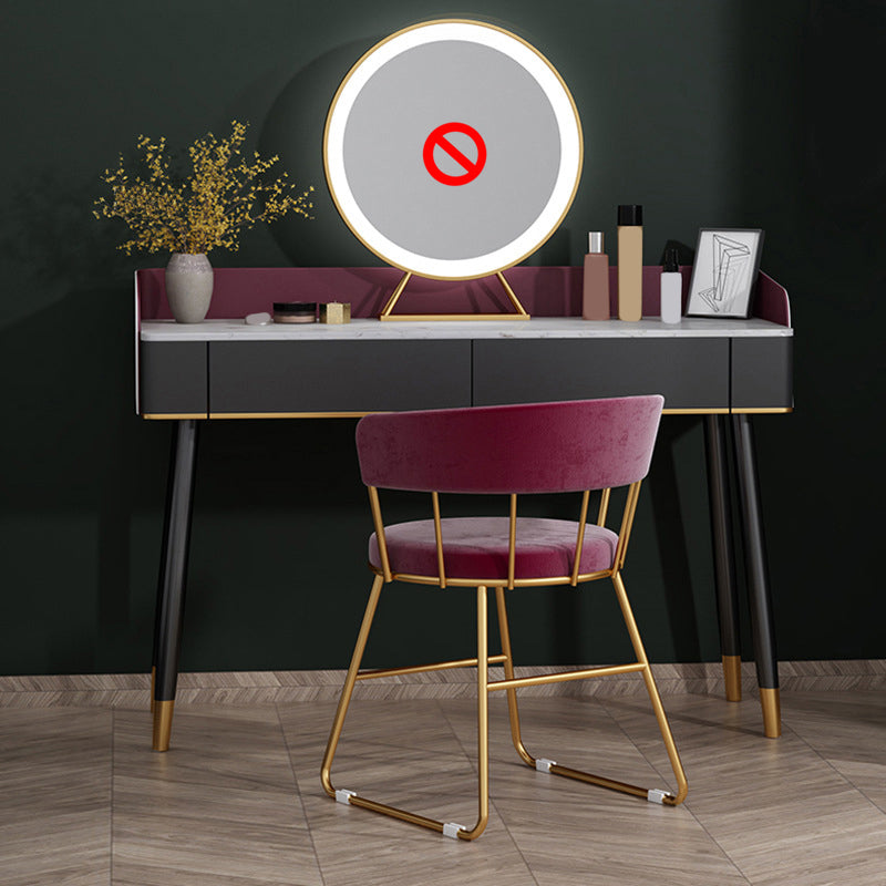 Contemporary Wooden Makeup Vanity Set Slate Top 2-Drawer Dressing Table