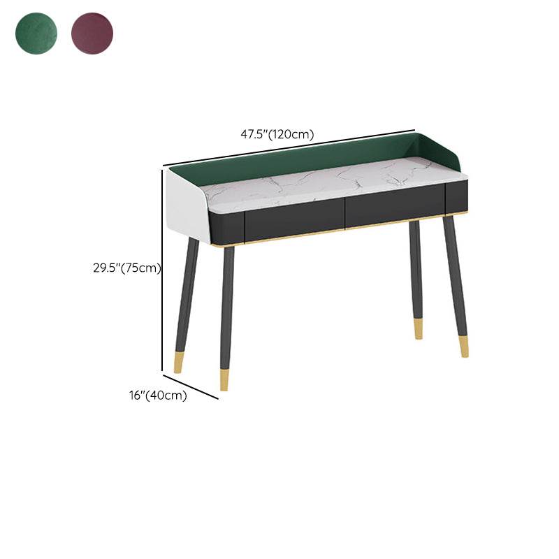 Contemporary Wooden Makeup Vanity Set Slate Top 2-Drawer Dressing Table