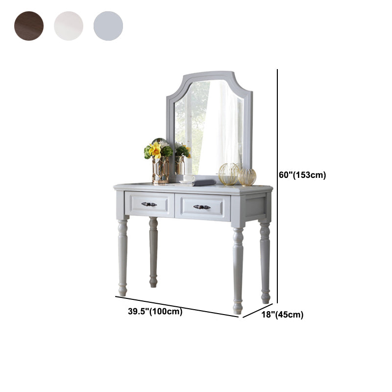 2 Storage Drawers & Mirror Vanity Set Victorian Wood Dressing Table