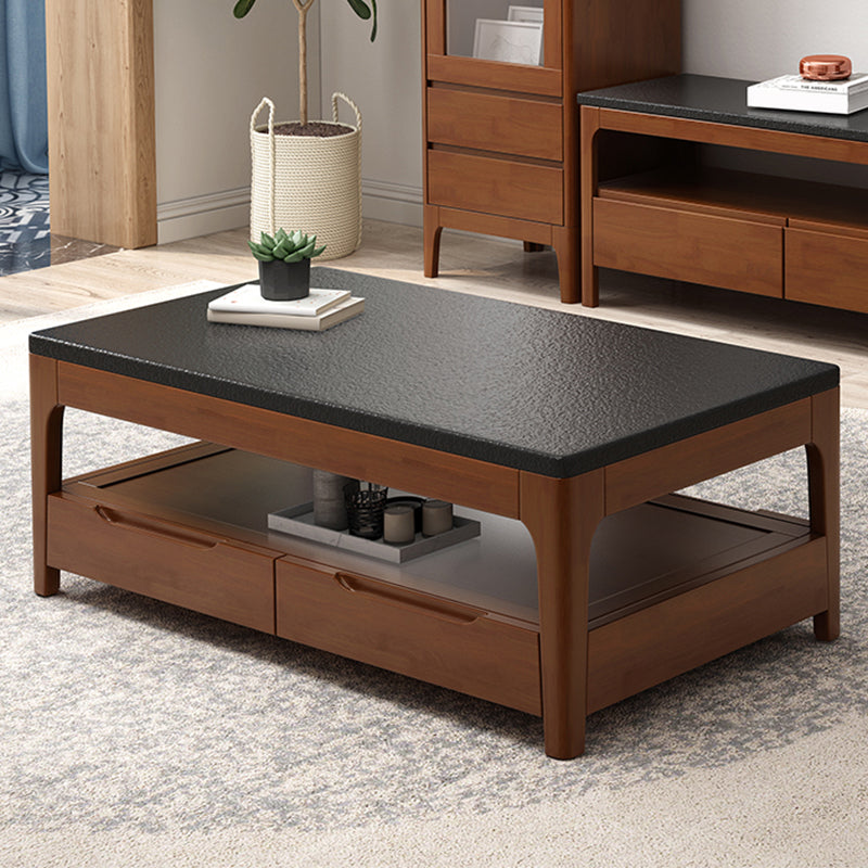Modern 4 Legs with Storage Drawers Rectangular Single Coffee Table