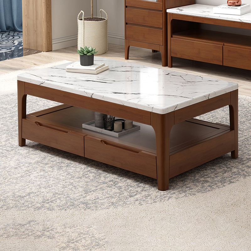 Modern 4 Legs with Storage Drawers Rectangular Single Coffee Table