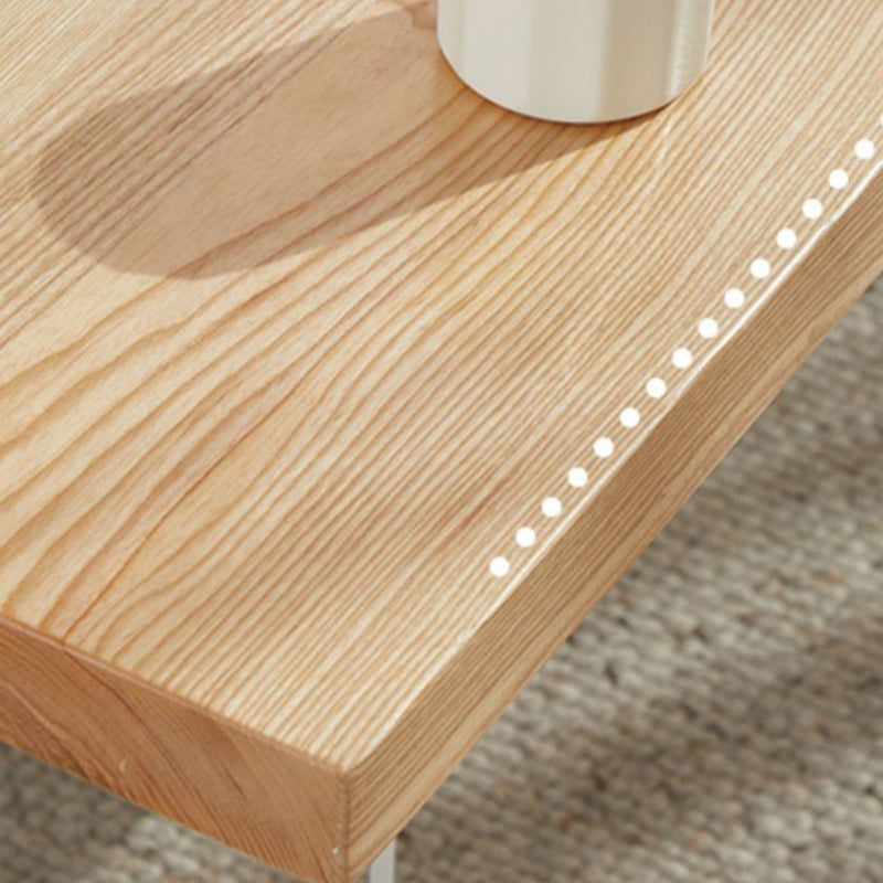 Scandinavian Rectangle Coffee Table with Solid Wood Top and 2 Acrylic Legs