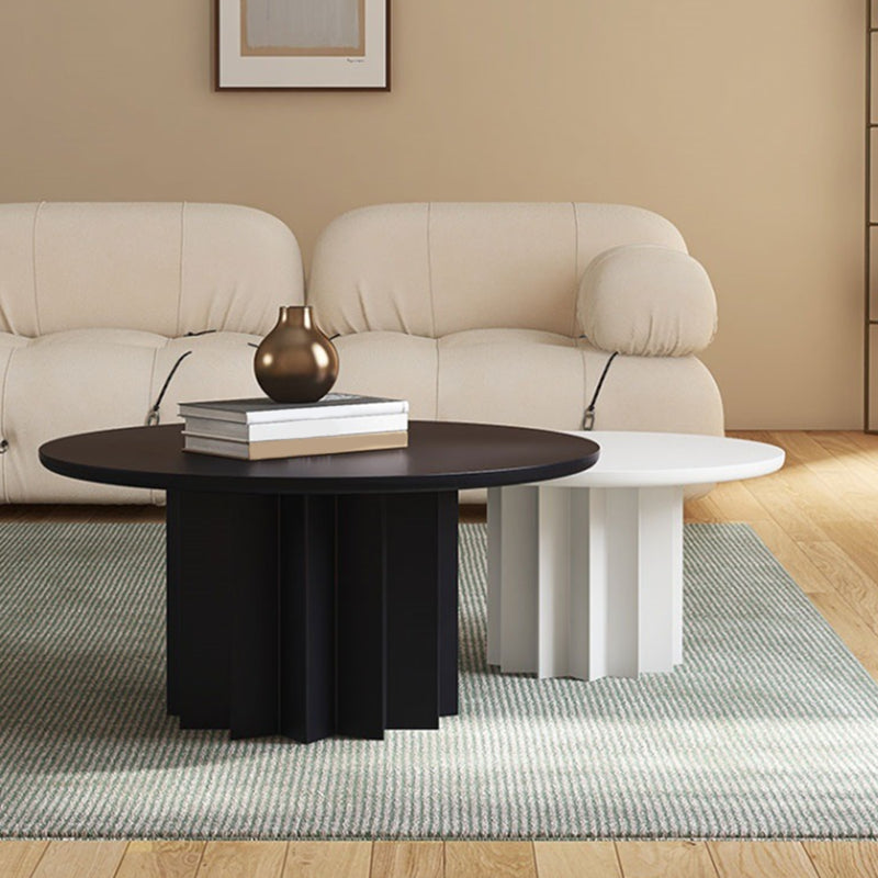 Contemporary Solid Wood Pedestal Cocktail Table Round Single Coffee Table