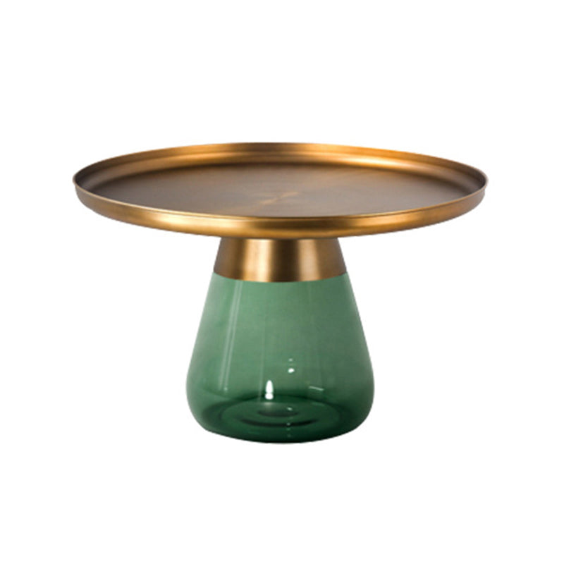 Mid-Century Modern Pedestal Glass Round Storage Single Coffee Table