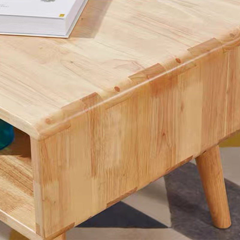 Contemporary with Storage Shelf Solid Wood Rectangular Single Coffee Table