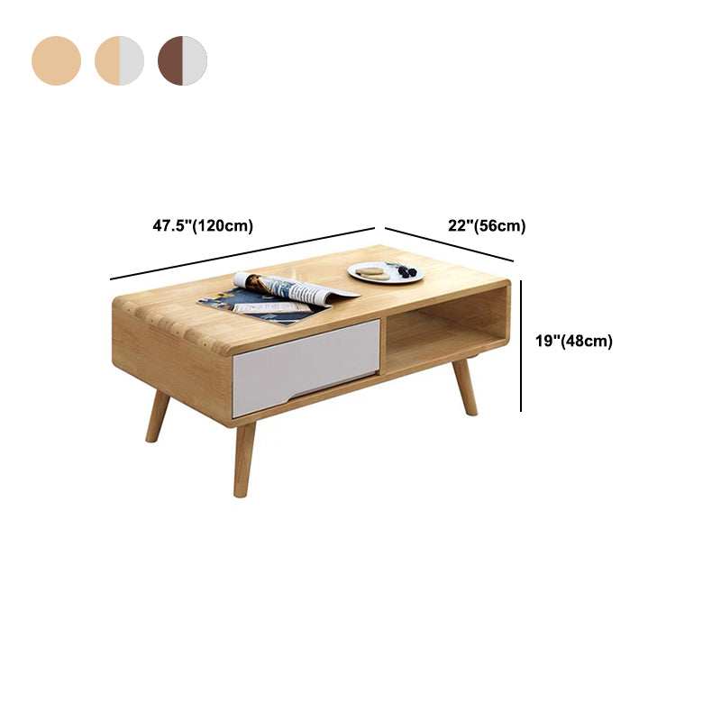 Contemporary with Storage Shelf Solid Wood Rectangular Single Coffee Table