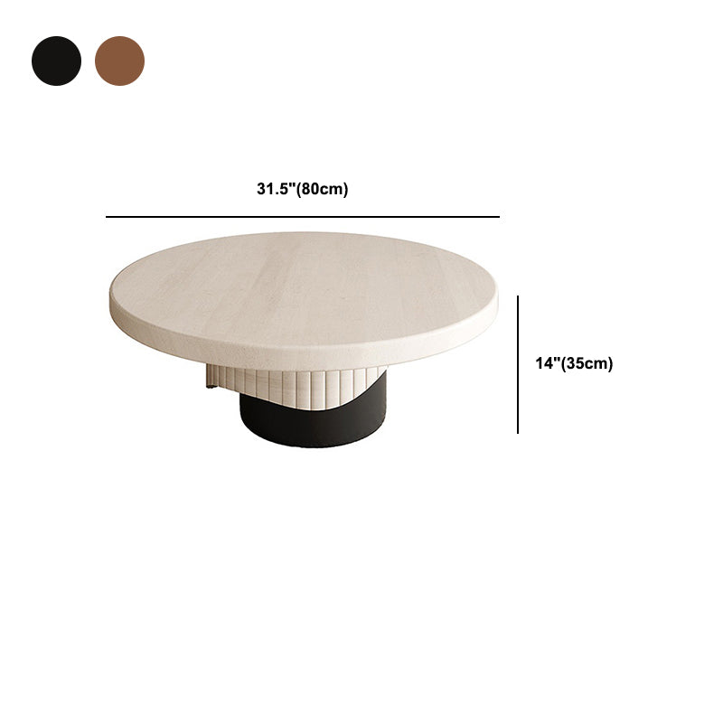 Contemporary Cocktail Table Pedestal Solid Wood Round Coffee Table