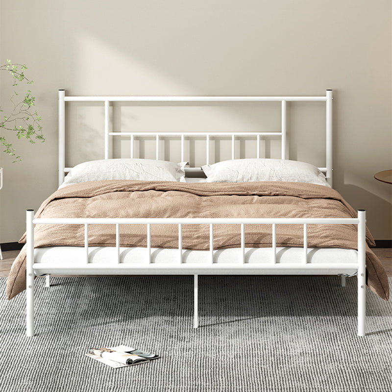 Iron Bde with Rectangular Headboard and Metal Legs in Solid Color