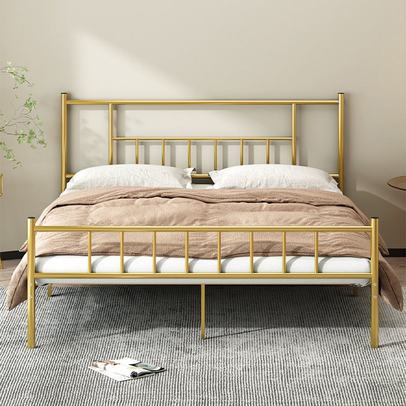 Iron Bde with Rectangular Headboard and Metal Legs in Solid Color