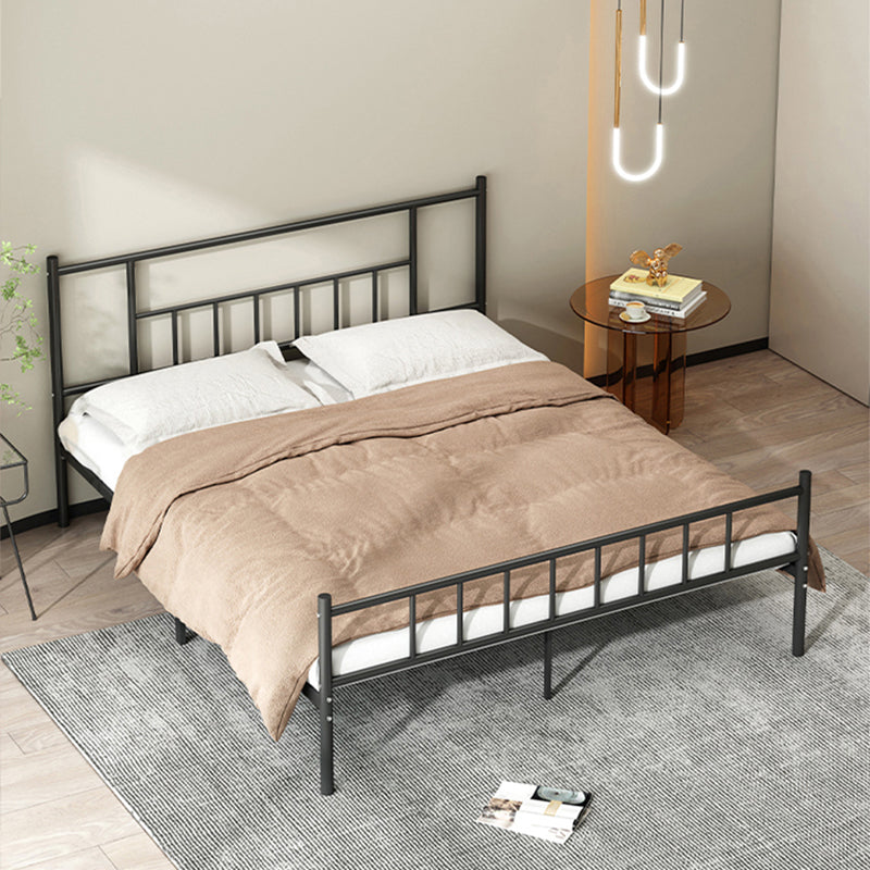 Iron Bde with Rectangular Headboard and Metal Legs in Solid Color