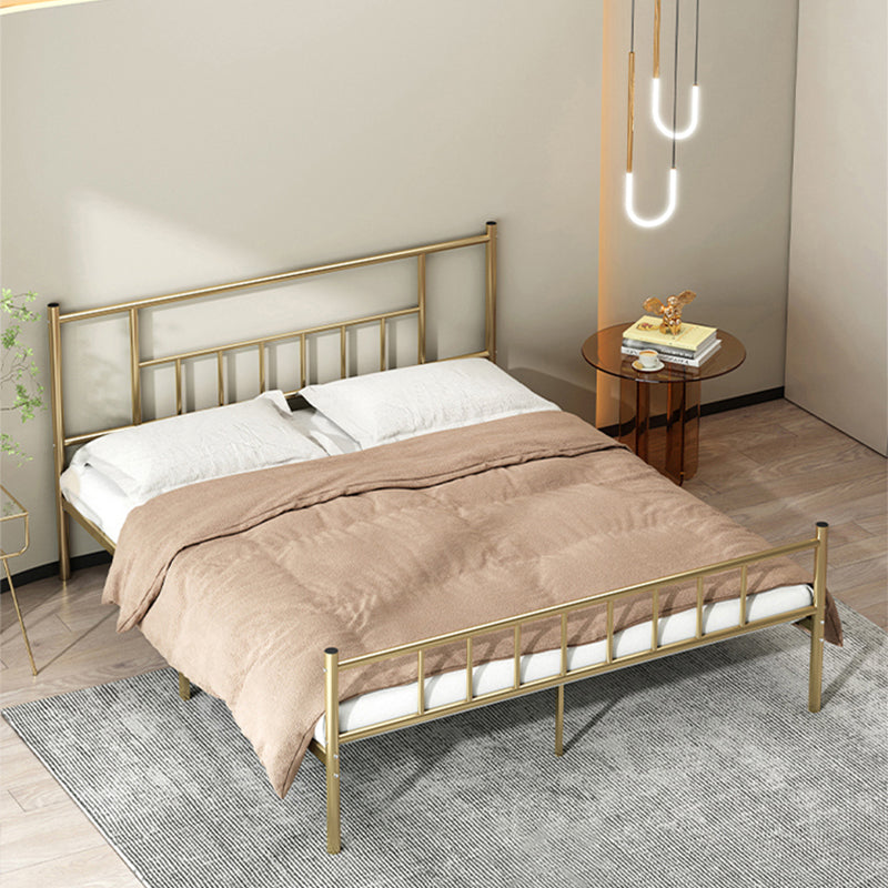Iron Bde with Rectangular Headboard and Metal Legs in Solid Color
